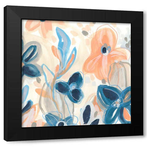 Terra Cotta Blooms IV Black Modern Wood Framed Art Print by Vess, June Erica