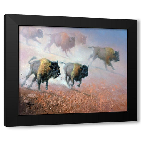 Plains Thunder Black Modern Wood Framed Art Print with Double Matting by Sorenson, Jack