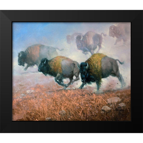 Prairie Thunder Black Modern Wood Framed Art Print by Sorenson, Jack