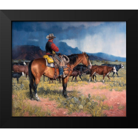 Twenty Years in the Saddle Black Modern Wood Framed Art Print by Sorenson, Jack