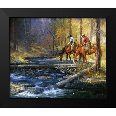 Cold Water and Falling Leaves Black Modern Wood Framed Art Print by Sorenson, Jack