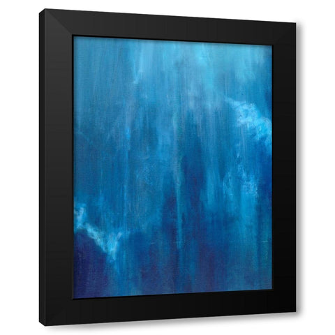 Azul Profundo Triptych II Black Modern Wood Framed Art Print with Double Matting by Wilkins, Suzanne
