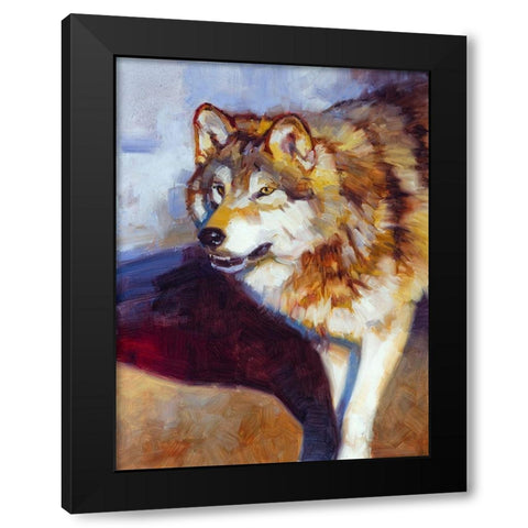 Wolf Study II Black Modern Wood Framed Art Print with Double Matting by Chapman, Julie T.