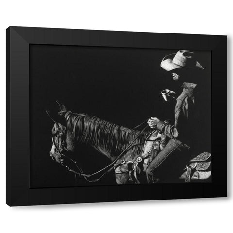 Cowboy Scratchboard I Black Modern Wood Framed Art Print with Double Matting by Chapman, Julie T.