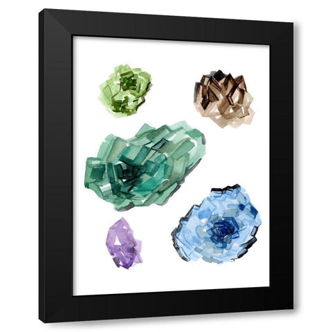 Geometric Crystal II Black Modern Wood Framed Art Print with Double Matting by Wang, Melissa