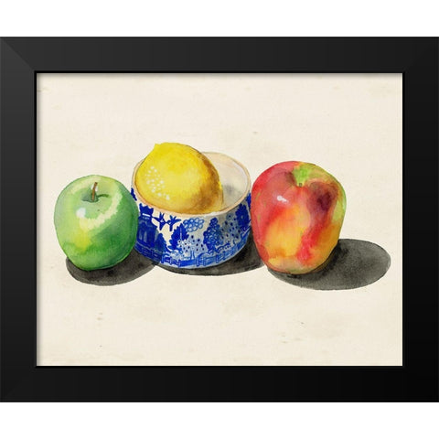 Still Life with Apples and Lemon I Black Modern Wood Framed Art Print by Ludwig, Alicia
