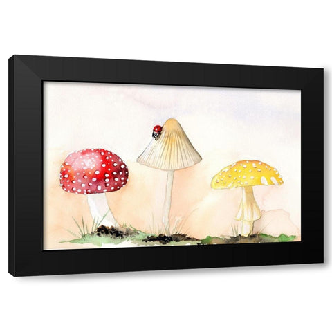 Faerie Mushrooms I Black Modern Wood Framed Art Print with Double Matting by Ludwig, Alicia