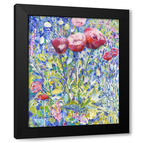 Three Poppies in Garden Black Modern Wood Framed Art Print with Double Matting by Grim, Tara Funk