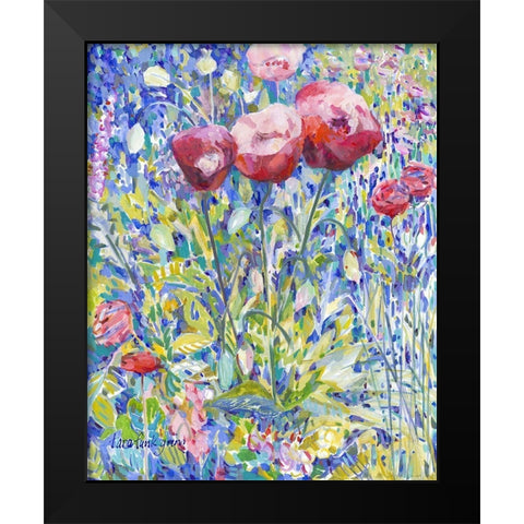 Three Poppies in Garden Black Modern Wood Framed Art Print by Grim, Tara Funk