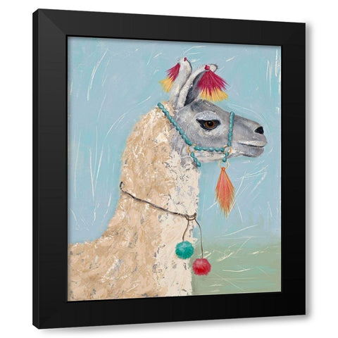 Painted Llama II Black Modern Wood Framed Art Print with Double Matting by Reynolds, Jade
