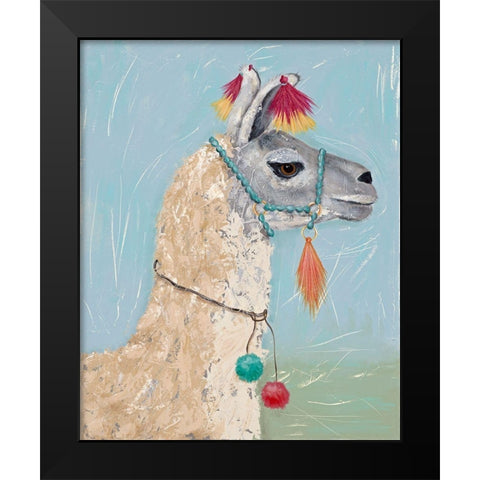 Painted Llama II Black Modern Wood Framed Art Print by Reynolds, Jade