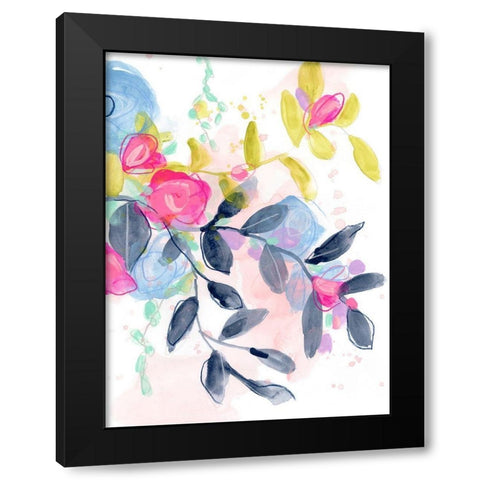 Floral Blotter I Black Modern Wood Framed Art Print by Vess, June Erica