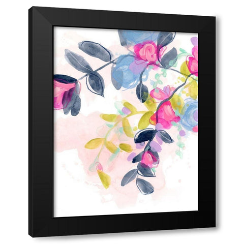 Floral Blotter II Black Modern Wood Framed Art Print by Vess, June Erica