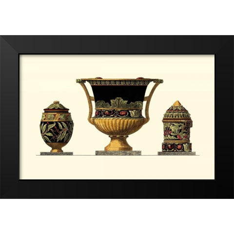 Urn Triad III Black Modern Wood Framed Art Print by Giardini