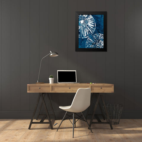 Sea Batik III Black Modern Wood Framed Art Print by Vess, June Erica