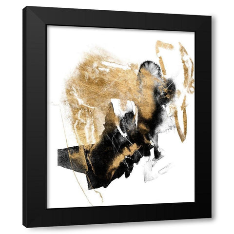 Black and Gold Splash I Black Modern Wood Framed Art Print by Goldberger, Jennifer