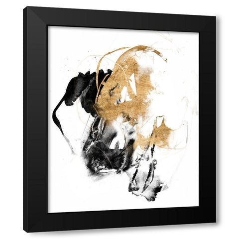 Black and Gold Splash II Black Modern Wood Framed Art Print with Double Matting by Goldberger, Jennifer