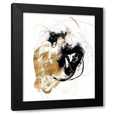 Black and Gold Splash III Black Modern Wood Framed Art Print by Goldberger, Jennifer