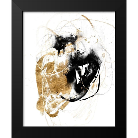 Black and Gold Splash III Black Modern Wood Framed Art Print by Goldberger, Jennifer