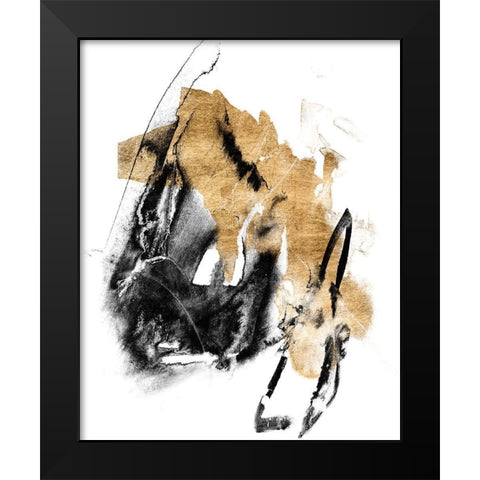 Black and Gold Splash IV Black Modern Wood Framed Art Print by Goldberger, Jennifer