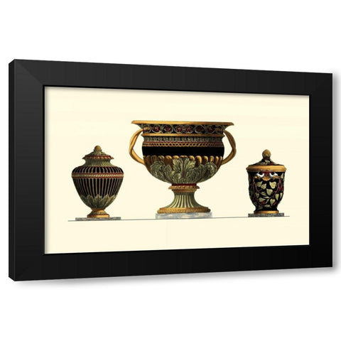 Urn Triad IV Black Modern Wood Framed Art Print by Giardini