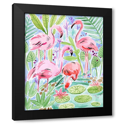 Wild Swimming II Black Modern Wood Framed Art Print by Wang, Melissa