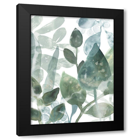 Aquatic Leaves I Black Modern Wood Framed Art Print by Vess, June Erica