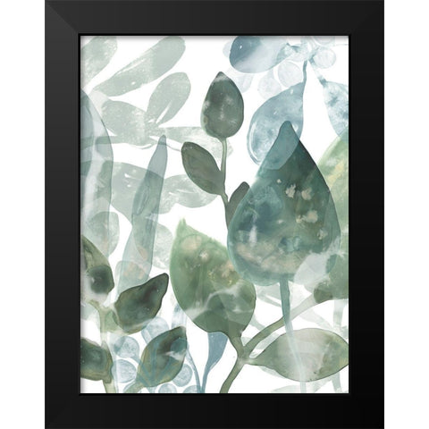 Aquatic Leaves I Black Modern Wood Framed Art Print by Vess, June Erica
