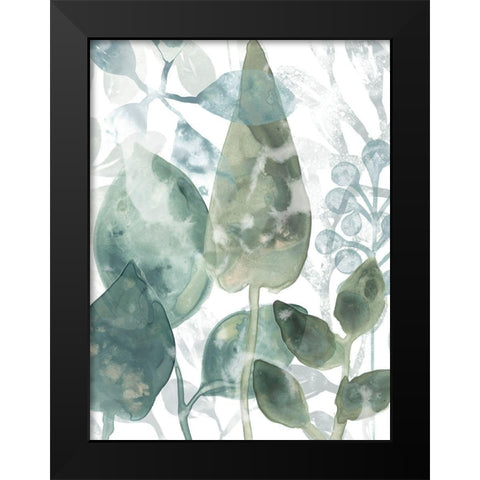 Aquatic Leaves II Black Modern Wood Framed Art Print by Vess, June Erica
