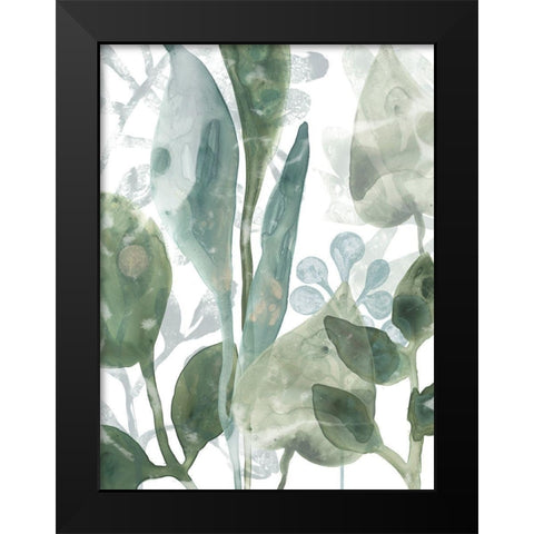 Aquatic Leaves III Black Modern Wood Framed Art Print by Vess, June Erica