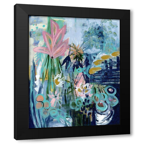 Opulent Floral Strokes II Black Modern Wood Framed Art Print by Daavettila, Tara