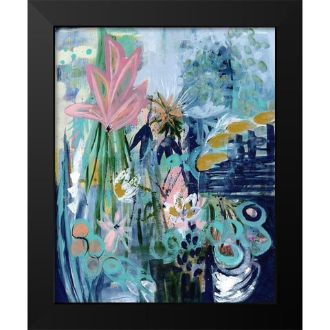 Opulent Floral Strokes II Black Modern Wood Framed Art Print by Daavettila, Tara