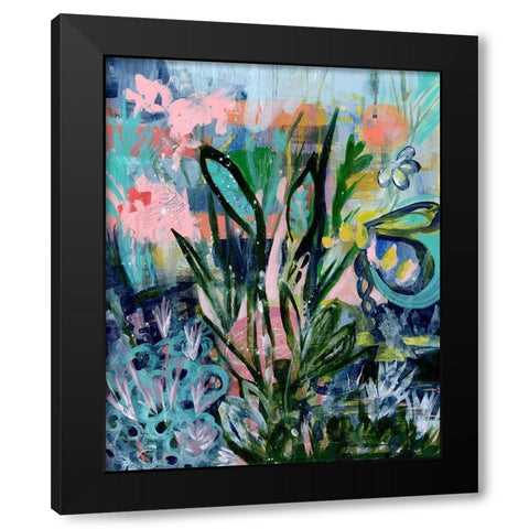 Opulent Floral Strokes IV Black Modern Wood Framed Art Print with Double Matting by Daavettila, Tara
