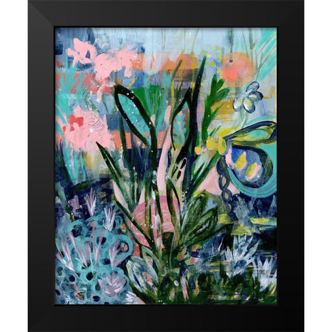 Opulent Floral Strokes IV Black Modern Wood Framed Art Print by Daavettila, Tara
