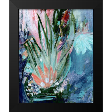 Opulent Floral Strokes VI Black Modern Wood Framed Art Print by Daavettila, Tara