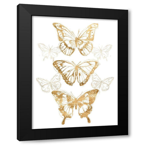 Gold Butterfly Contours II Black Modern Wood Framed Art Print by Vess, June Erica
