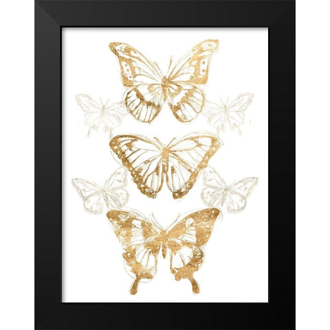 Gold Butterfly Contours II Black Modern Wood Framed Art Print by Vess, June Erica