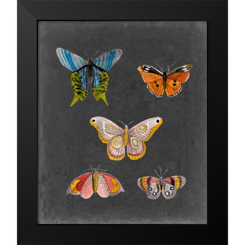 Butterflies on Slate II Black Modern Wood Framed Art Print by McCavitt, Naomi