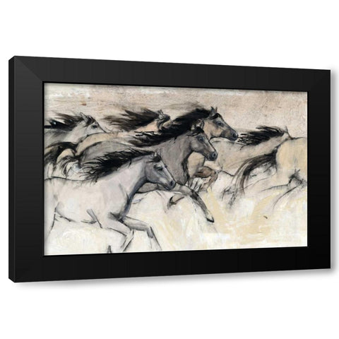 Horses in Motion I Black Modern Wood Framed Art Print with Double Matting by OToole, Tim