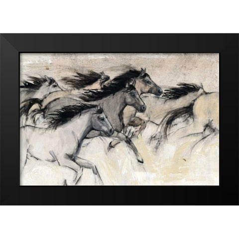 Horses in Motion I Black Modern Wood Framed Art Print by OToole, Tim