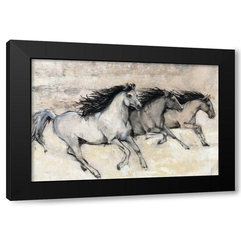 Horses in Motion II Black Modern Wood Framed Art Print with Double Matting by OToole, Tim