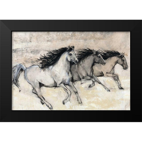 Horses in Motion II Black Modern Wood Framed Art Print by OToole, Tim
