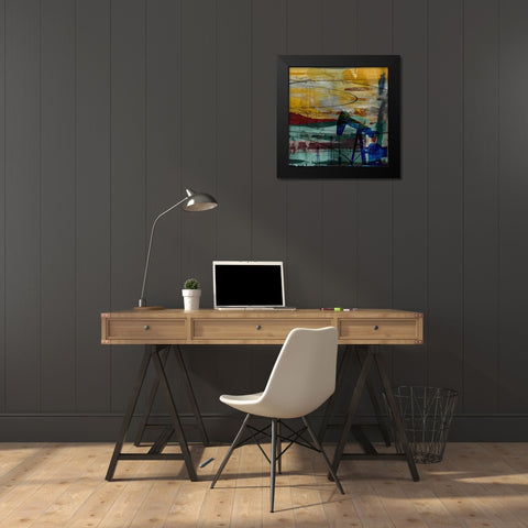 40x40 Oil Rig Abstract (ASH) Black Modern Wood Framed Art Print by Jasper, Sisa