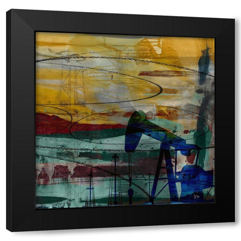 40x40 Oil Rig Abstract (ASH) Black Modern Wood Framed Art Print by Jasper, Sisa
