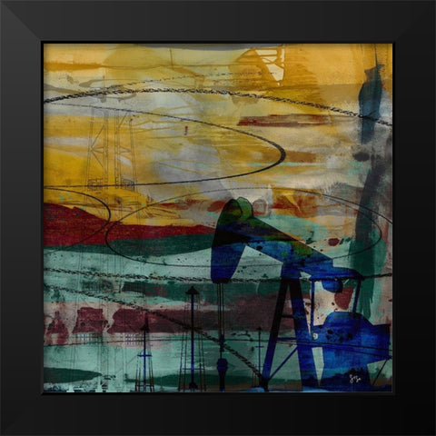 40x40 Oil Rig Abstract (ASH) Black Modern Wood Framed Art Print by Jasper, Sisa
