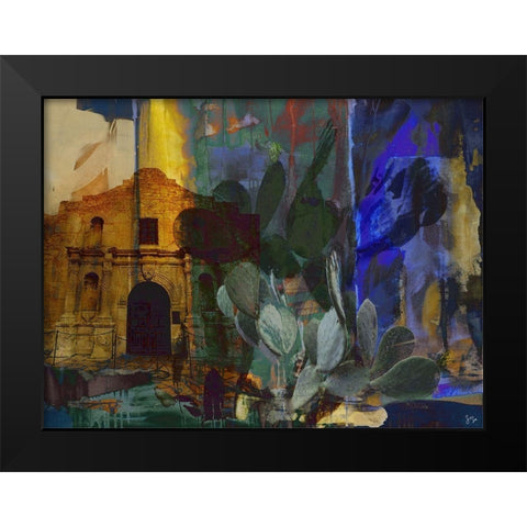 36x48 San Antonio Collage (ASH) Black Modern Wood Framed Art Print by Jasper, Sisa