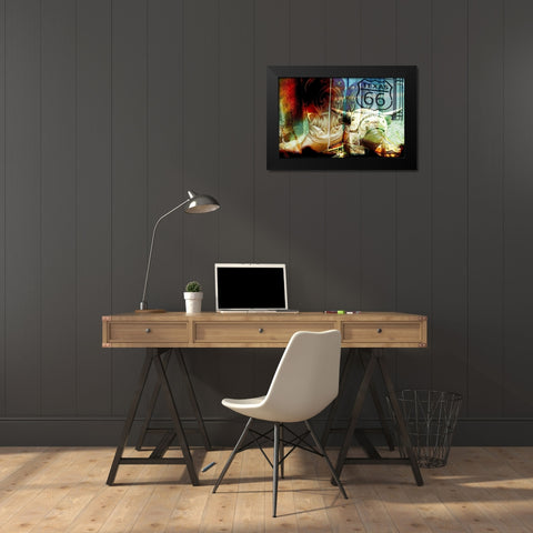36x56 Boots and Route (ASH) Black Modern Wood Framed Art Print by Jasper, Sisa