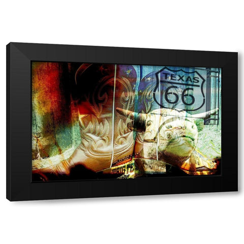 36x56 Boots and Route (ASH) Black Modern Wood Framed Art Print by Jasper, Sisa