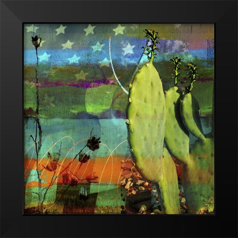 40x40 Cacuts and Flag Collage (ASH) Black Modern Wood Framed Art Print by Jasper, Sisa