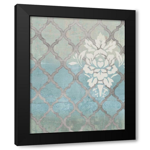 Teal and Arabesque I Black Modern Wood Framed Art Print with Double Matting by Studio W